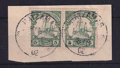 Deutsch-Südwestafrika 1902 Stempel HATZAMAS auf waag. Paar Mi.-Nr. 12