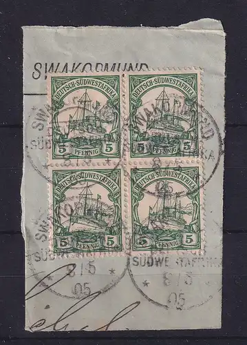 Deutsch-Südwestafrika 1905 Stempel SWAKOPMUND auf Viererblock Mi.-Nr. 12