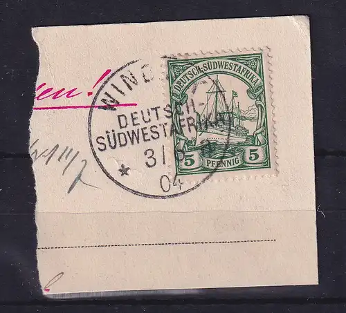 Deutsch-Südwestafrika 1904 Stempel WINDHUK auf Mi.-Nr. 12 auf Briefstück