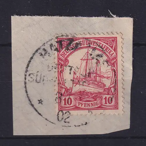 Deutsch-Südwestafrika 1902 Stempel HATZAMAS auf Mi.-Nr. 13 auf Briefstück