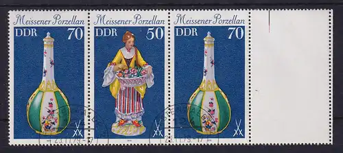 DDR 1979 Meissener Porzellan Zusammendruck 70-50-70 mit Leerfeld rechts echt O