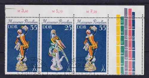 DDR 1979 Meissener Porzellan Zusammendruck 35-25-35 mit Leerfeld rechts echt O