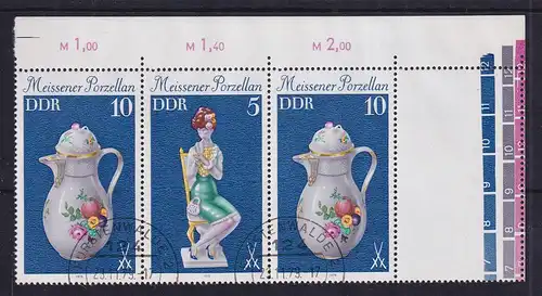 DDR 1979 Meissener Porzellan Zusammendruck 10-5-10 mit Leerfeld rechts echt O