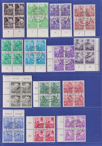 DDR 1953  5-Jahresplan Mi.-Nr. 362-79 (ohne 371) 17 Werte VIERERBLOCKS echt O