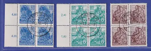 DDR 1953  5-Jahresplan Mi.-Nr. 362-79 (ohne 371) 17 Werte VIERERBLOCKS echt O