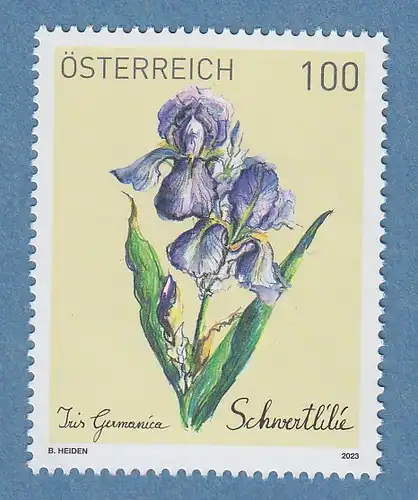 Österreich 2023 Treuebonus-Marke Schwertlilie **