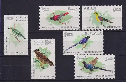 China Taiwan 1967 Einheimische Vögel Mi.-Nr. 640-645 postfrisch **