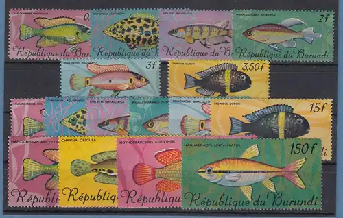 Burundi 1967 Fische Mi.-Nr. 319-26 Satz 16 Werte kpl. ** 