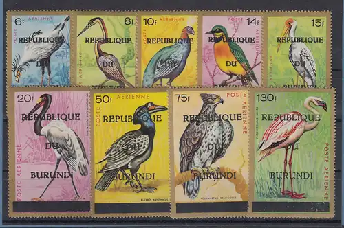 Burundi 1967 Vögel Flugpostwerte Mi.-Nr. 282-90 Satz 9 Werte kpl. ** 
