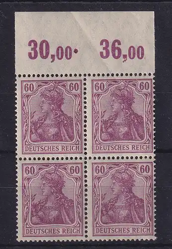Dt. Reich Germania Mi.-Nr. 92 II b  POR Viererblock ** gpr. BPP