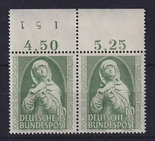 Bund 1952 Germanisches Nationalmuseum Mi.-Nr. 151 Oberrandpaar postfrisch **