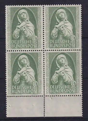 Bund 1952 Germanisches Nationalmuseum Mi.-Nr. 151 Unterrandviererblock **