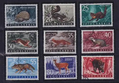 Jugoslawien 1960 Einheimische Wildtiere Mi.-Nr. 917-925 gestempelt