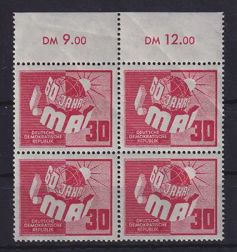 DDR 1950 Tag der Arbeit 1. Mai  Mi.-Nr. 250 Oberrandviererblock postfrisch **