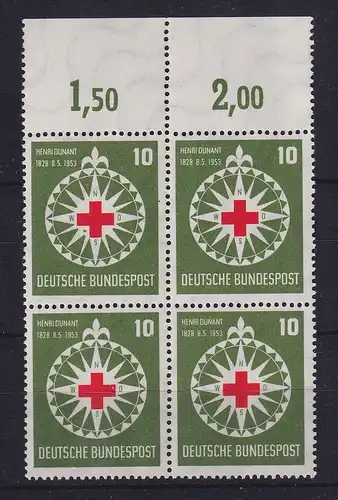 Bundesrepublik 1953 Henri Dunant Rotes Kreuz Mi.-Nr. 164 Oberrandviererblock **