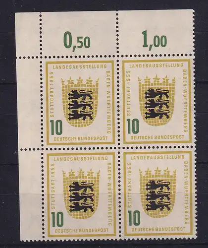 Bundesrepublik 1955 Baden-Württemberg Mi.-Nr. 213 Vc Eckrandviererblock OL **
