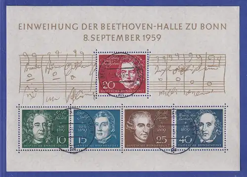 Bundesrepublik 1959 Beethovenhalle Bonn Mi.-Nr. Block 2 gestempelt BERLIN