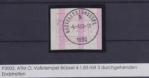 Belgien FRAMA-ATM P3005 mit ENDSTREIFEN mit Voll-O BRUXELLES vom 4.1.83