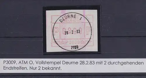 Belgien FRAMA-ATM P3009 mit ENDSTREIFEN mit Voll-O DEURNE 28.2.83 Wert 08,00