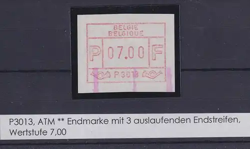 Belgien FRAMA-ATM P3013 mit ENDSTREIFEN-ENDE ** Wert 07,00