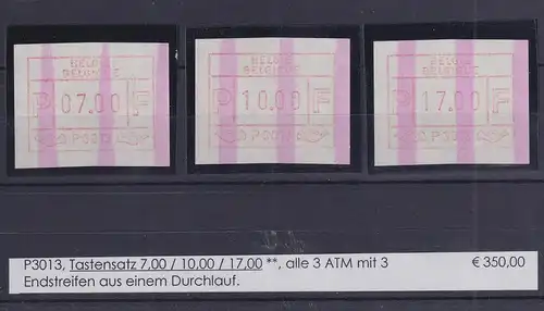 Belgien FRAMA-ATM P3013 mit ENDSTREIFEN  Tastensatz 7-10-17 ** Selten !! 
