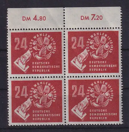 DDR 1950 Volkswahlen Mi.-Nr. 275 Oberrandviererblock ** 