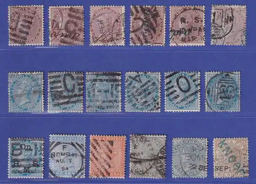 Indien Klassik-Lot 18 Werte alle gestempelt, viel schöne Qualität !