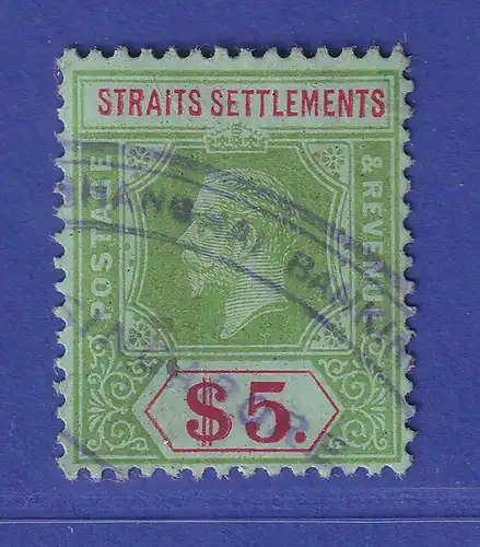 Malaiische Staaten Straits Settlements 1915 Georg V. 5 Dollar Mi.-Nr. 151xa O