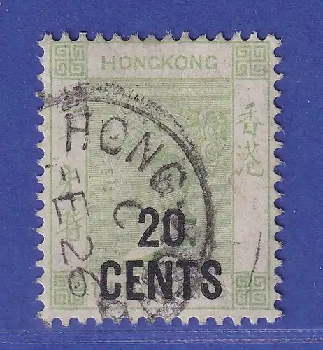Hongkong 1891 Queen Victoria Aufdruck 20 C  Mi.-Nr. 48 I gestempelt