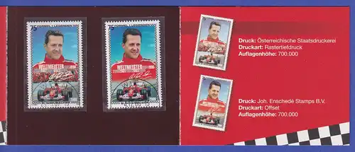 Österreich 2007 Sondermarken Michael Schumacher beide Ausgaben O im Folder 