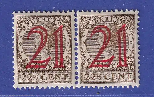 Niederlande 1929 Königin Wilhelmina 21 Cent Mi.-Nr. 228 waag. Paar postfrisch **