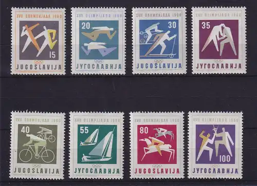 Jugoslawien 1960 Olympische Spiele Mi.-Nr. 909-916 postfrisch ** 