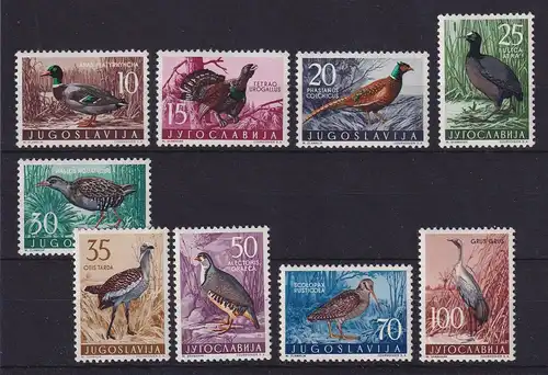 Jugoslawien 1958 Einheimische Vögel Mi.-Nr. 842-850 postfrisch ** 