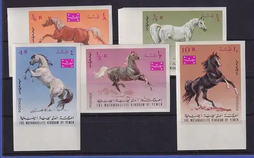 Jemen Königreich 1967 Edle Pferde Mi.-Nr. 429-433 B postfrisch ** 