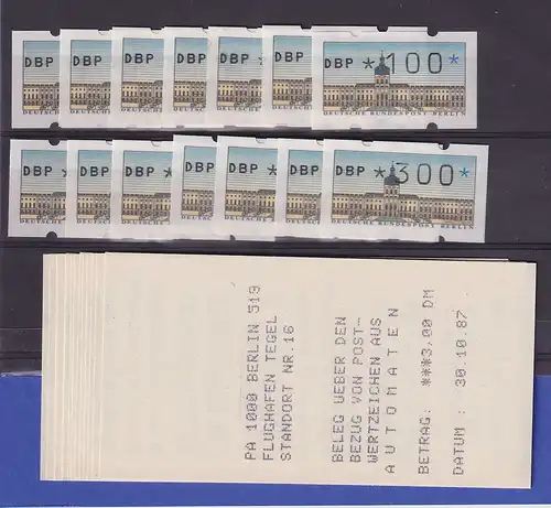 Berlin ATM Tastensatz TS1 14 Werte 10-300 Pfg ** alle mit AQ BERLIN 519 30.10.87