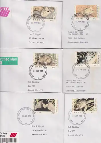 Australien 1993 Tritech-ATM Mi.-Nr. 27-32 NPC1 kpl. auf 6 gel. FDC's mit AQ