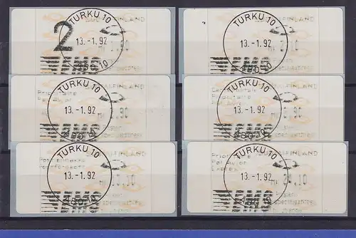 Finnland 1992 Dassault-ATM 2.Ausgabe Turku / EMS Mi-Nr 12.2 Zudrucksatz 6W. ET-O