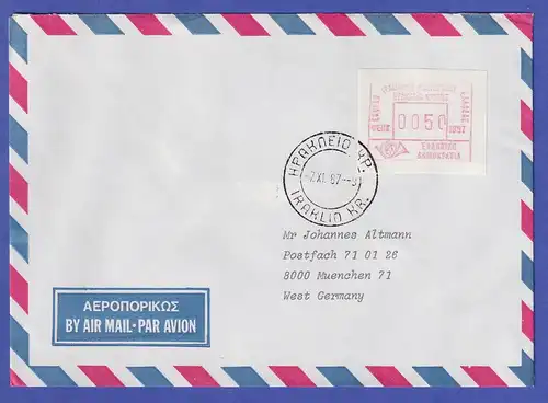 Griechenland Sonder-ATM IRAKLION'87 Mi.-Nr. 5.1zc auf FDC  