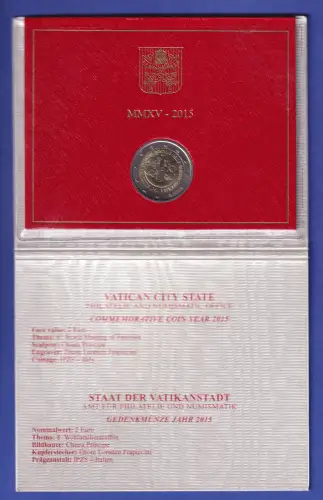 Vatikan 2 Euro Gedenkmünze 2015 - Weltfamilientreffen Philadelphia im Folder