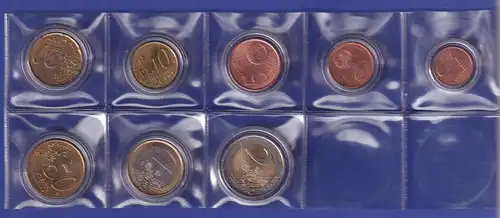 Monaco Euro-Kursmünzensatz -  2001 - 8 Münzen einzeln in Kapseln