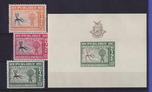 Guinea 1962 Kampf gegen die Moskitos Mi.-Nr. 102-104, Block 1 postfrisch **