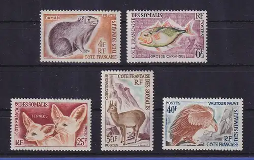 Französische Somaliküste 1962 Wildtiere Mi.-Nr. 337-341 (ohne 336) postfrisch **