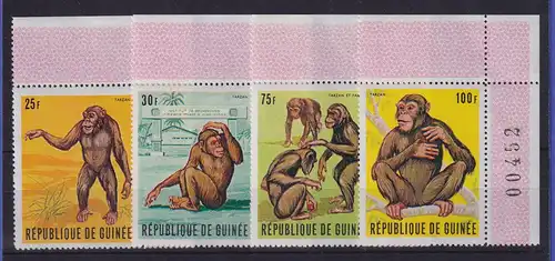 Guinea 1969 Schimpansen Mi.-Nr. 532-535 Eckrandstücke postfrisch **