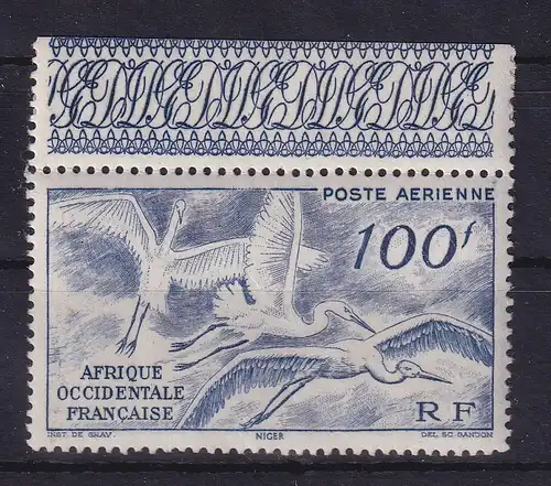 Französisch-Westafrika 1947 Störche Mi.-Nr. 55 Oberrandstück postfrisch **