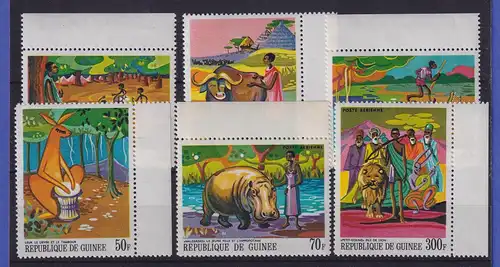 Guinea 1968 Afrikanische Tiermärchen Mi.-Nr. 487-492 A Randstücke postfrisch **