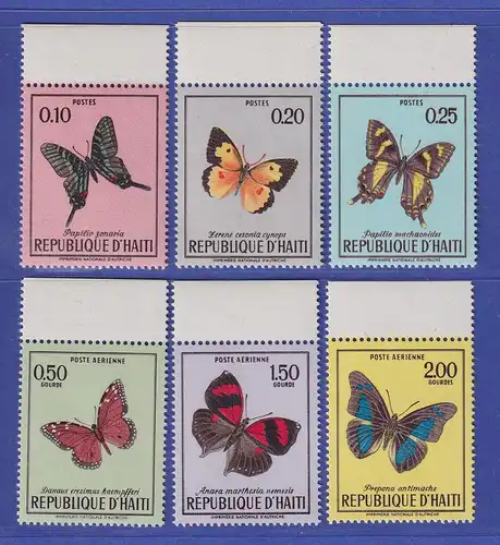 Haiti 1969 Flugpostmarken Schmetterlinge Mi.-Nr. 1092-1097 Oberrandstücke **