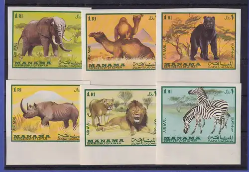 Manama 1969 Säugetiere Mi.-Nr. 177-82 B Satz kpl. postfrisch ** / MNH 