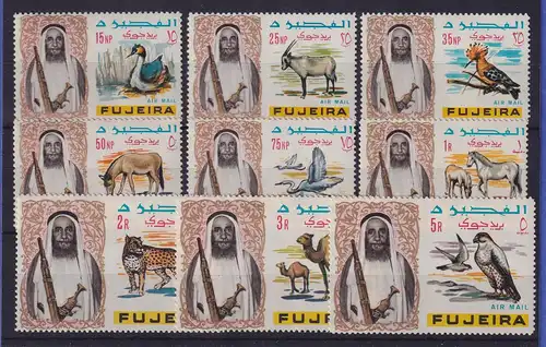 Fujeira 1964 Freimarken Flugpost Tiere Mi.-Nr. 40-48 A postfrisch ** / MNH 