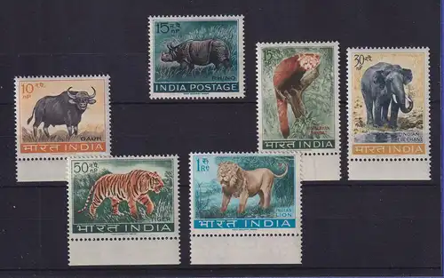 Indien 1963 Tiere Mi.-Nr. 346 und 358-62 Satz kpl. postfrisch ** / MNH 