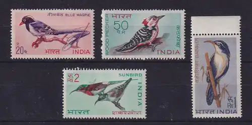 Indien 1968 Vögel Mi.-Nr. 464-67 Satz kpl. postfrisch ** / MNH 